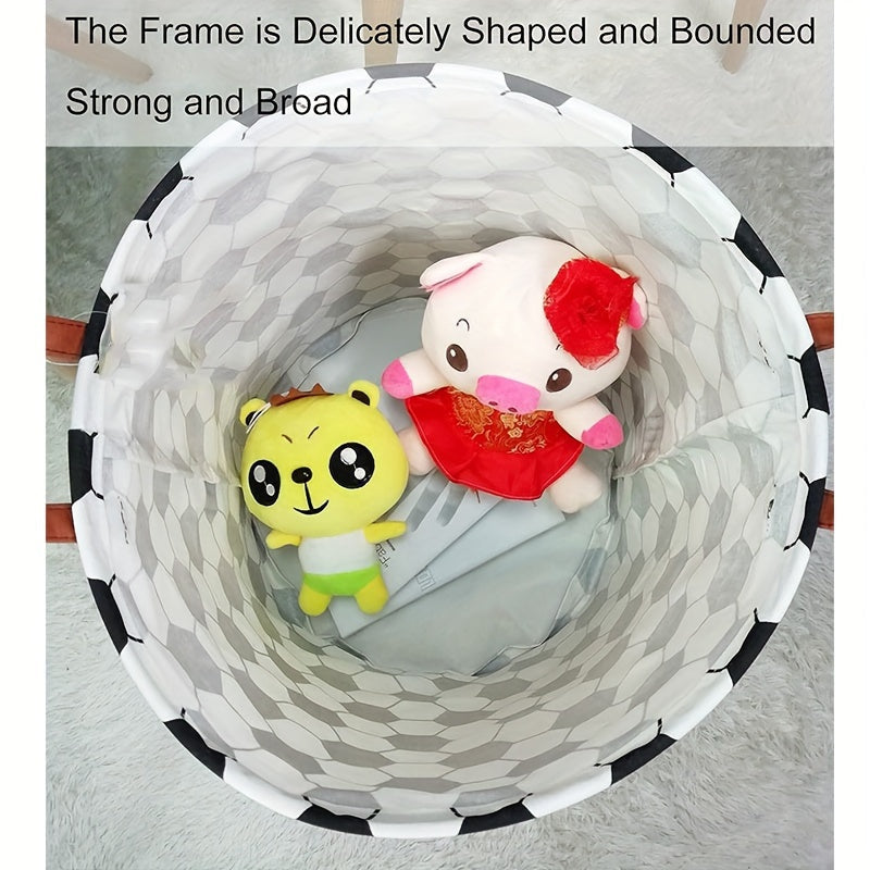 Large Fabric Laundry Hamper Collapsible Waterproof Round with Football Design for Dorms Bedrooms Bathrooms