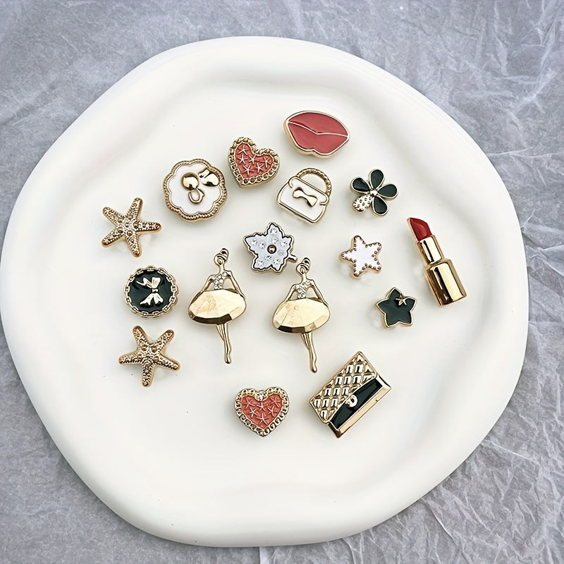 Women's Shoe Accessories Set with Heart Leaf Designs for Sandals and Slippers