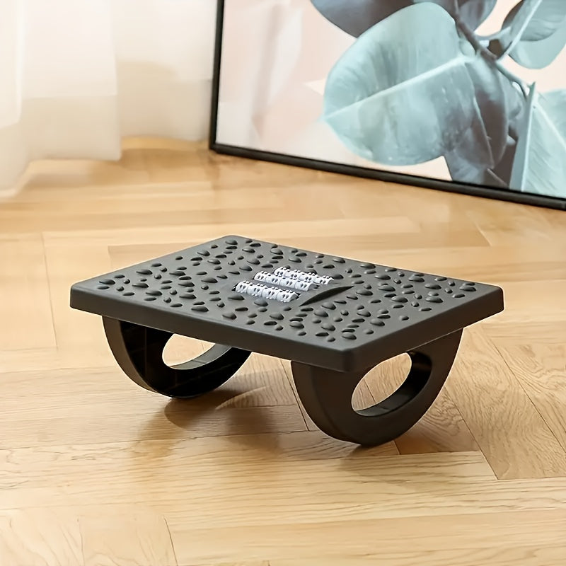 Black Adjustable Under-Desk Footrest with Non-Slip Textured Surface for Office and Home
