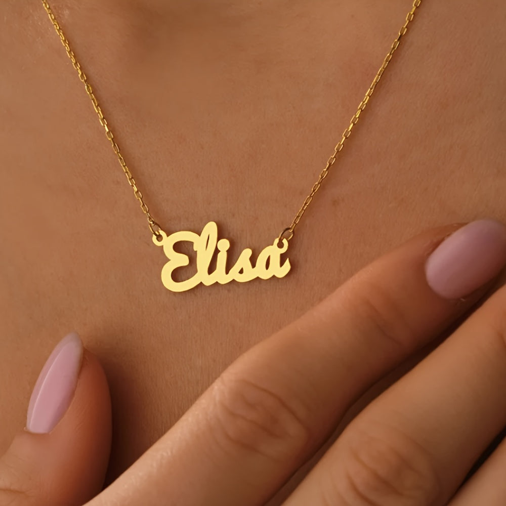 Personalized Stainless Steel Pendant Necklace Custom Elsa Name Gift for Mom Birthdays Christmas
