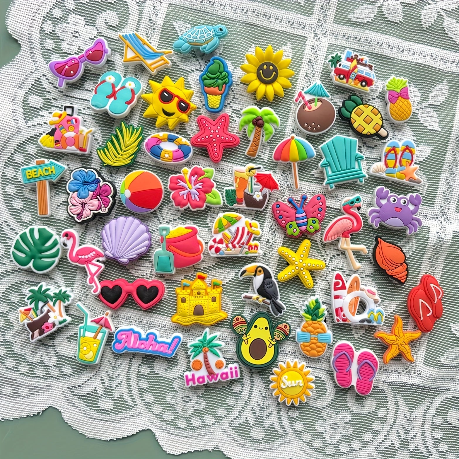 25pcs Hawaiian PVC Shoe Charms Tropical Decor for Shoes Bags and Hats