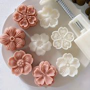 Flower Cookie Press Set 5 Pieces, ABS Plastic, Create Mooncakes and Pastries