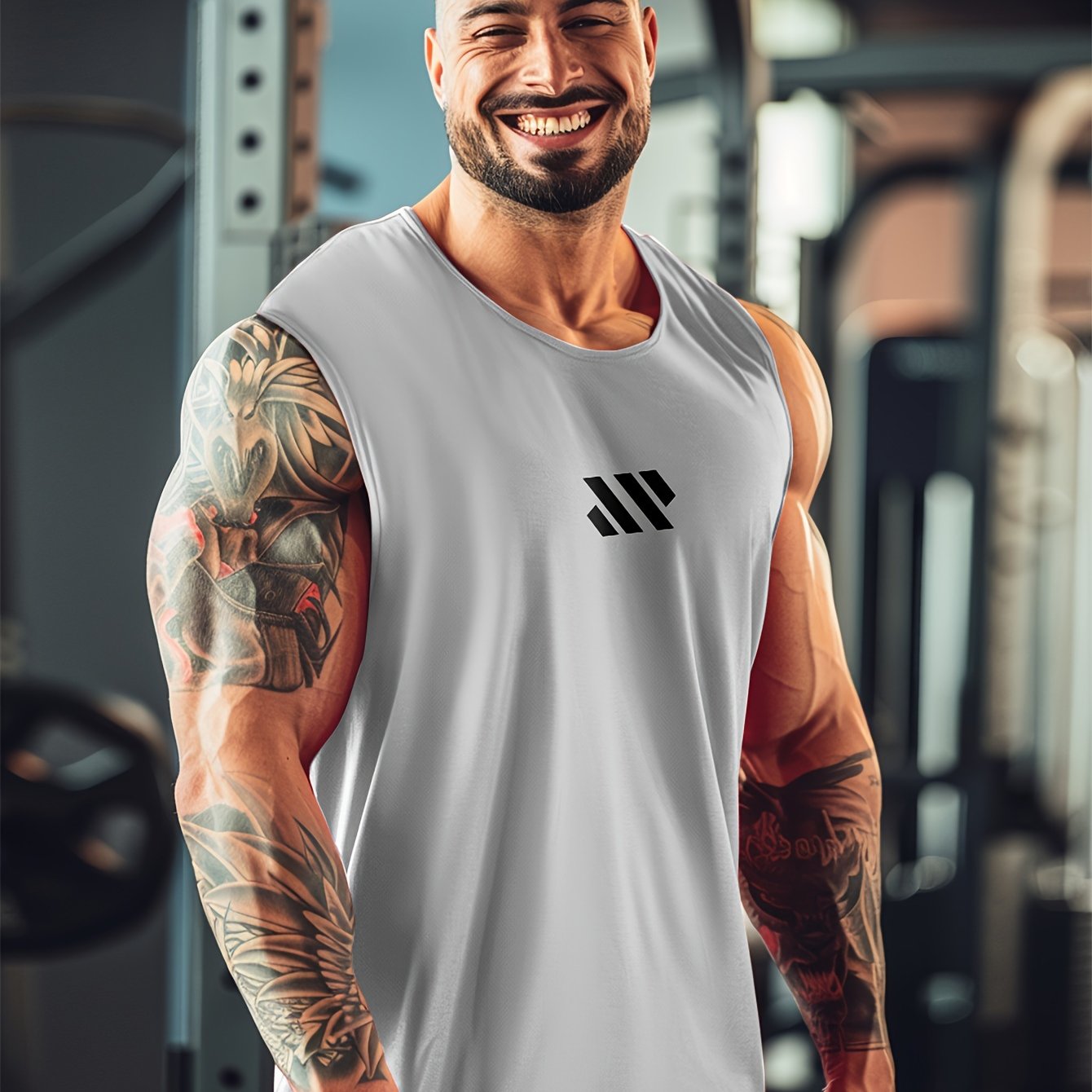 Men's Sleeveless Tank Top with Stripe Pattern Quick Dry Summer Fitness Outdoor Running