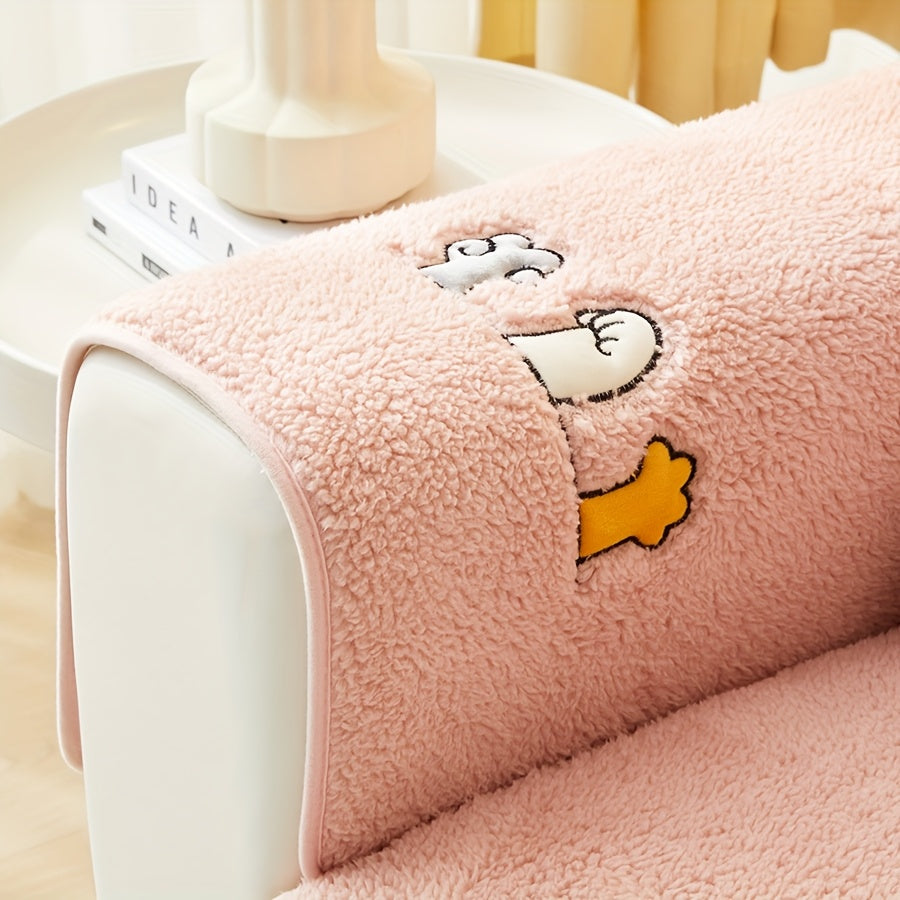 Роскошный фальшивый овечий плюшевый чехол для дивана на зиму, дружелюбный к домашним животным и стираемый в машине. Обеспечивает защиту от царапин и подходит для диванов от одного до четырех мест, а также для кроватей и подушек.