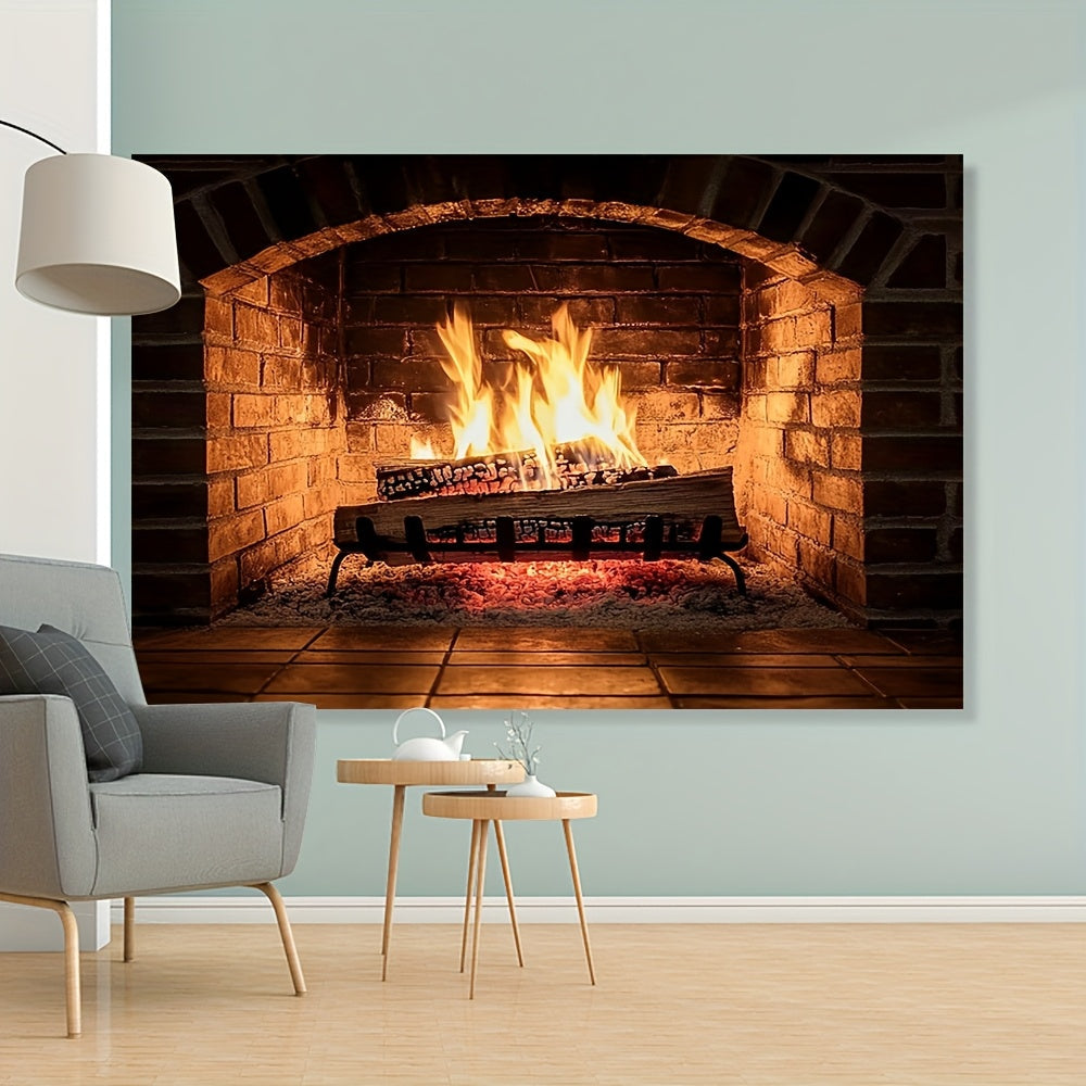 Elegant Polyester Fabric Backdrop for Living Room Fireplace Holiday Decor