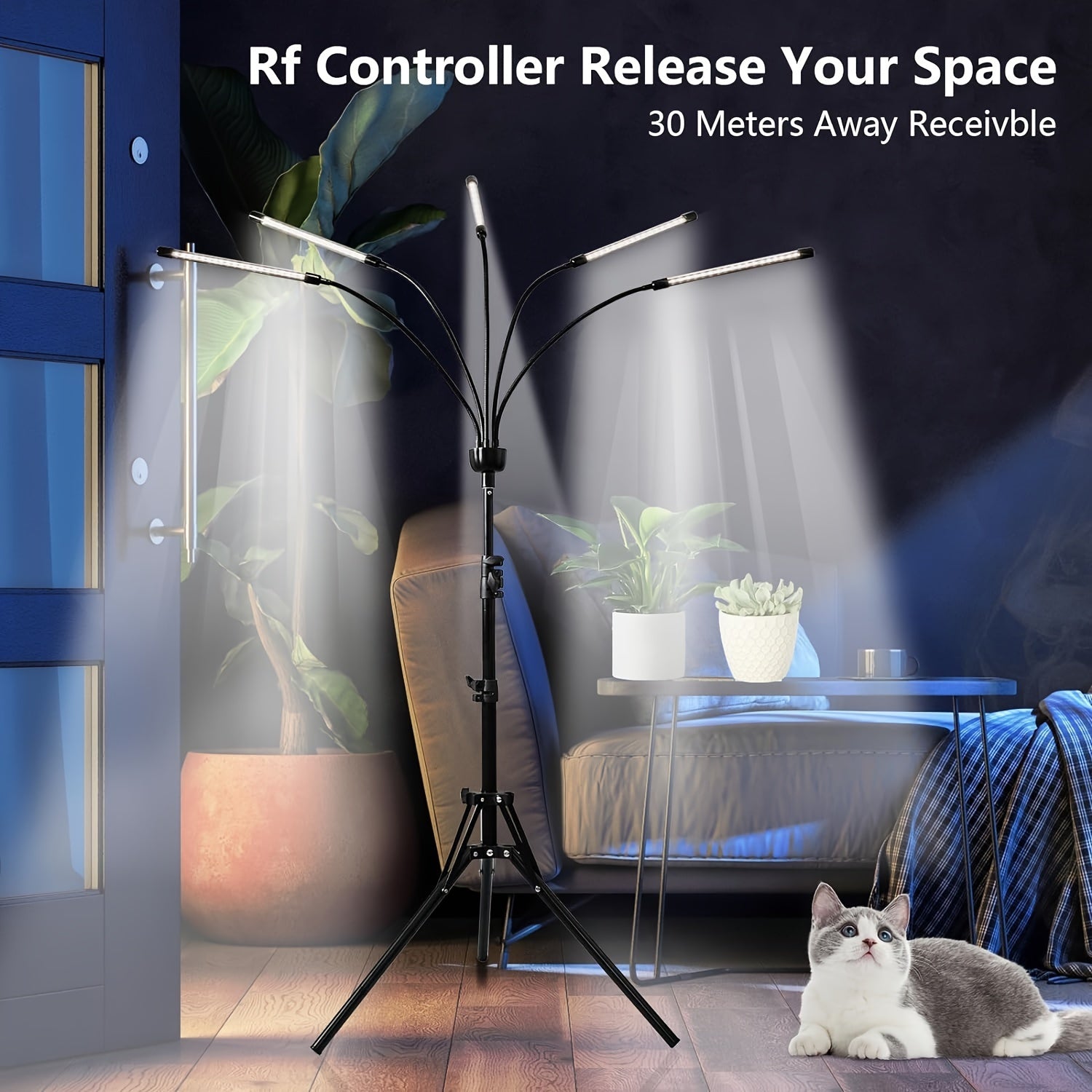 5-Head LED Grow Light with Timer USB Full Spectrum Indoor Plant Lighting