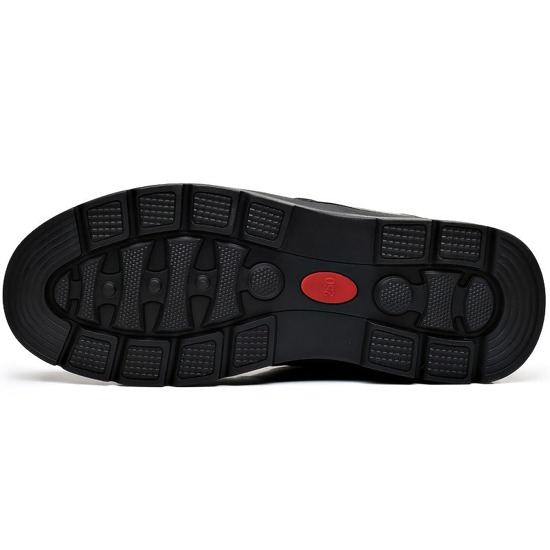 Men's Fleece-Lined Ankle Boots for Outdoor Activities Fall Winter Durable Rubber Sole