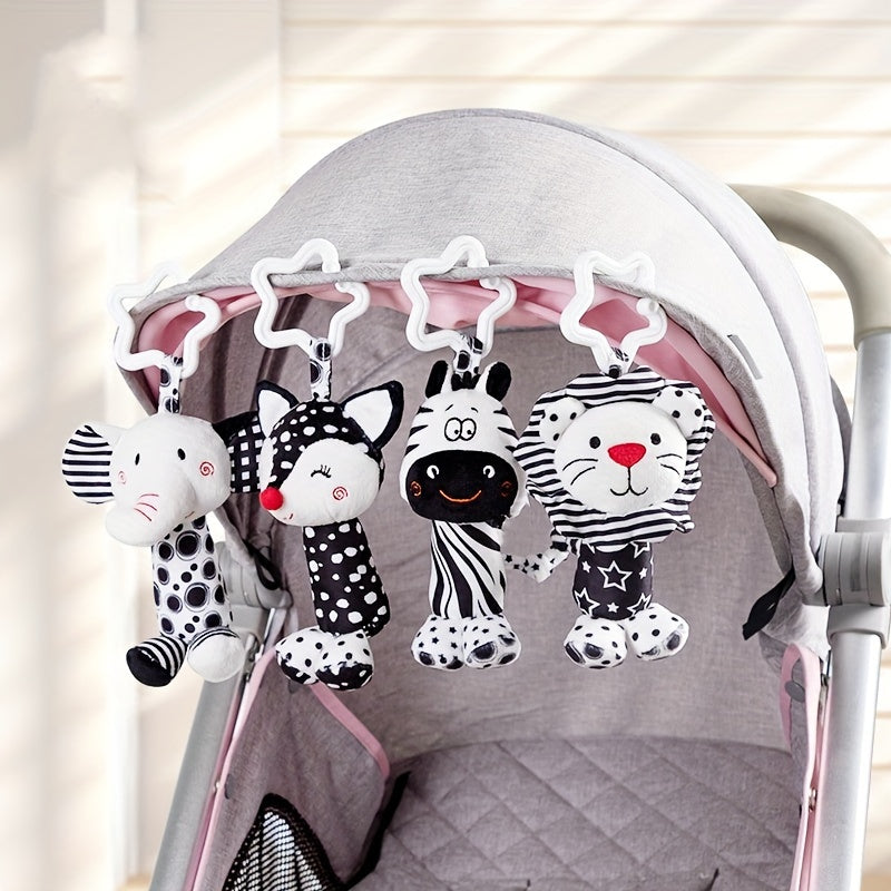 Juguete de campana de viento para niños, juguete colgante de forma de tambor de poliéster en blanco y negro