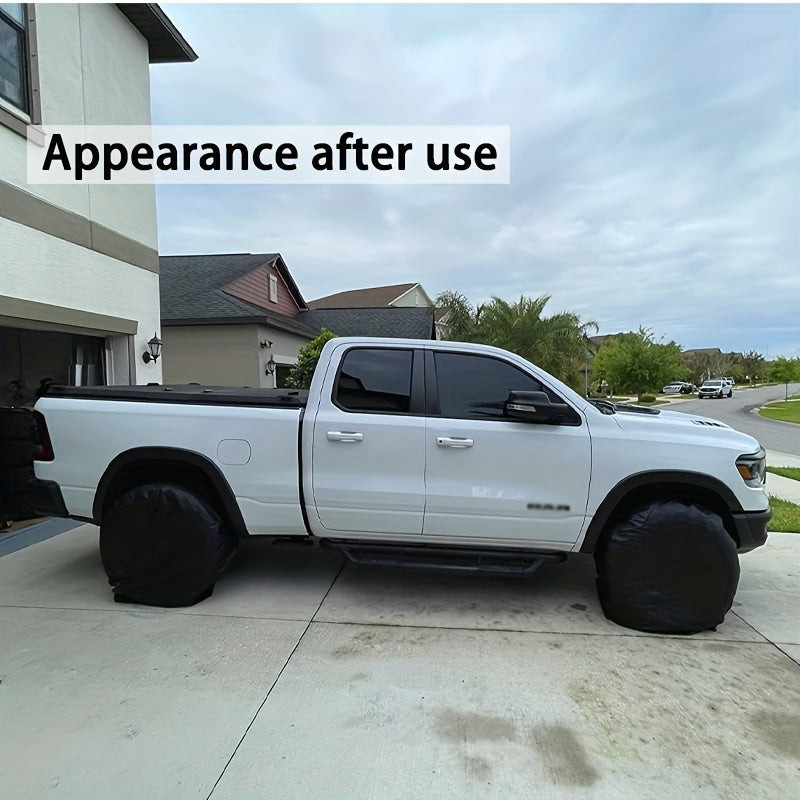Juego de 4 fundas impermeables negras para neumáticos para camión, SUV, remolque, autocaravana, protectores de ruedas