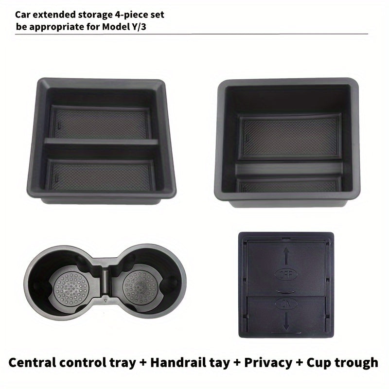 Car Interior Storage Box Set for Tesla Model Y and 3 Center Console Organizer
