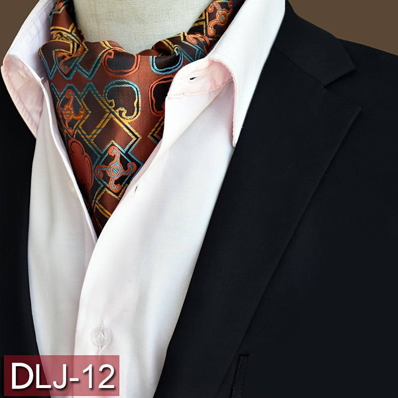 Men's Autumn Winter Double-Layer Paisley Pattern Collared Shirt Scarf for Casual Formal