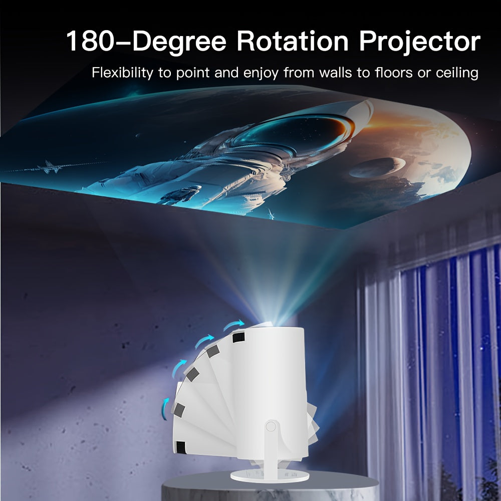 Мини портативный проектор 4K HD Android Smart Wi-Fi 6 3000 люменов 180° вращение
