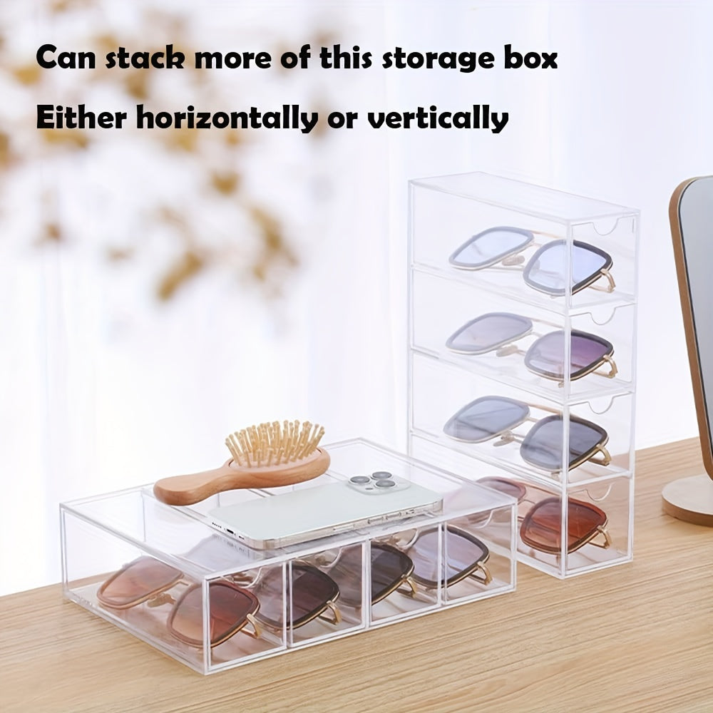 Stackable Acrylic Glasses Display Case for Eyewear Organization Clear Lid Multi-Functional Storage Organizer