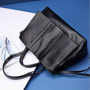 Black Crocodile Pattern Tote Bag for Women with Chain Straps and Detachable Shoulder Strap