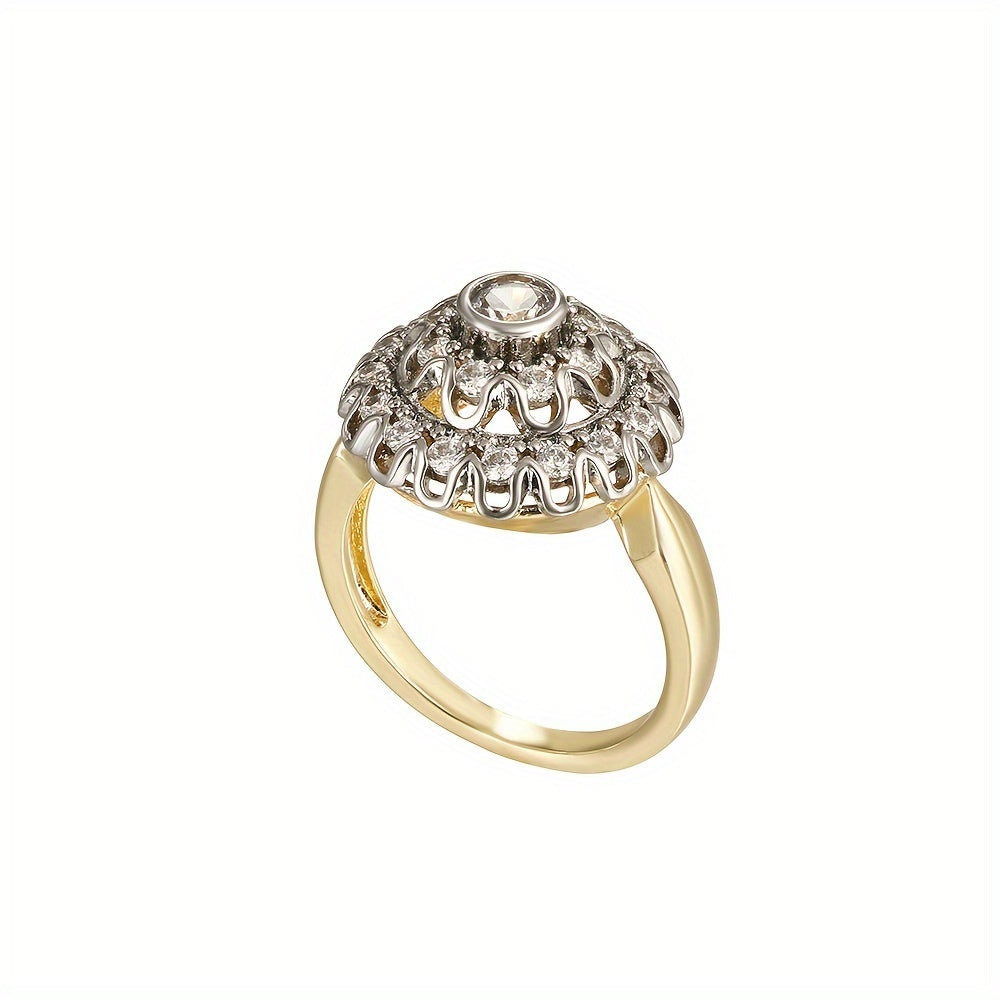 14K Gold Plated Copper Jewelry Set with Hollow Cone Design and Synthetic Zirconia for Women