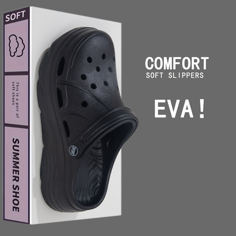 Women’s Casual EVA Platform Mules, Breathable Slip-On Clogs, Solid Color
