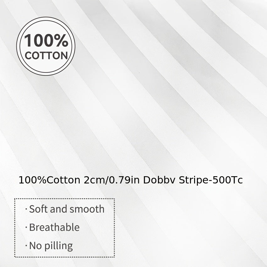 Egyptian Cotton Fitted Sheet King Queen 500 Thread Count Satin Stripe