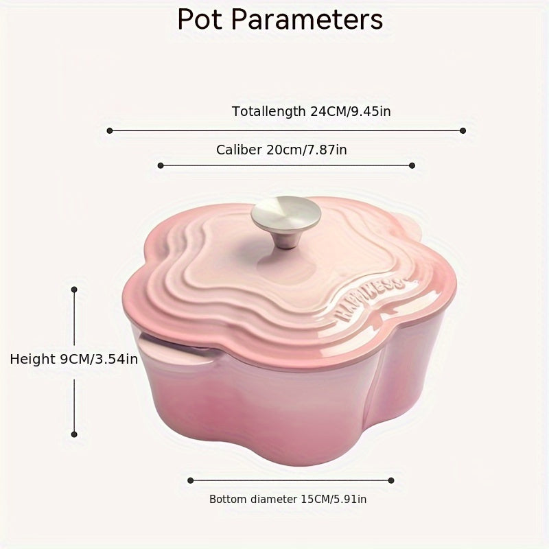 Enamelled Cast Iron Pumpkin Soup Pot Non-Stick Induction Compatible Durable