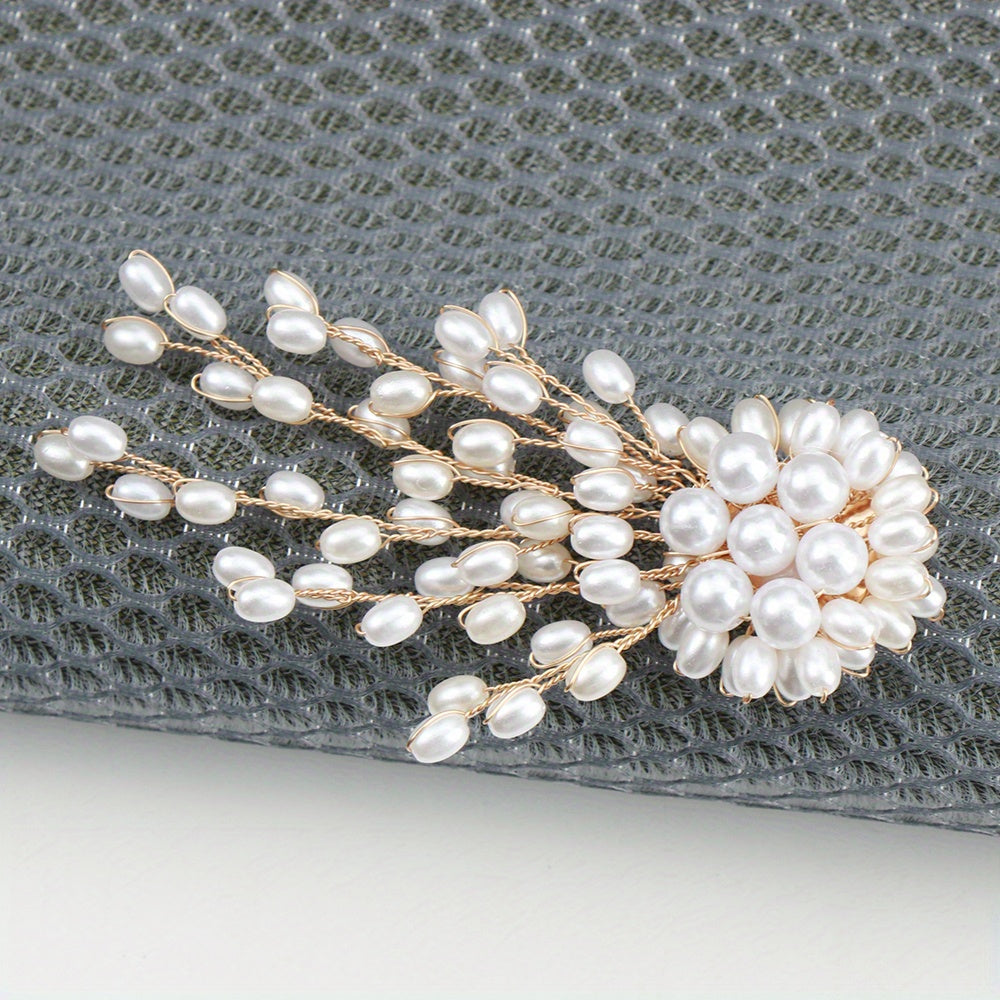 Faux Pearl Flower Brooch Pin Enamel Gothic Statement Jewelry