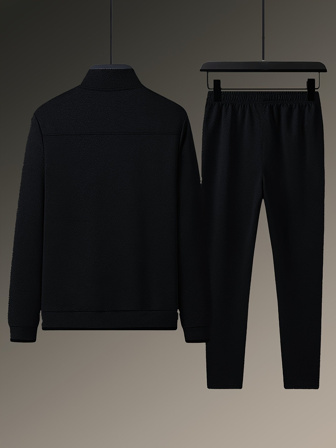 Men's Spring Sports Suit Long Sleeve Stand Collar Open Chest Casual Autumn for Middle-Aged Dads