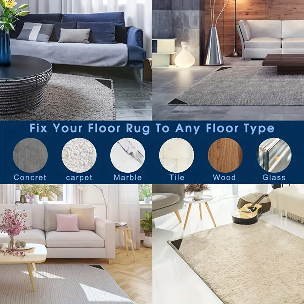 Pack of 4/8/16/24 Non-Slip Washable Rug Stickers for Hardwood Floors and Corners