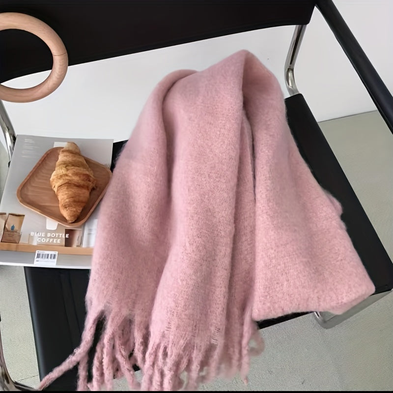 Women's Dog Tail Scarf Winter Soft Polyester Solid Color Autumn Fashion