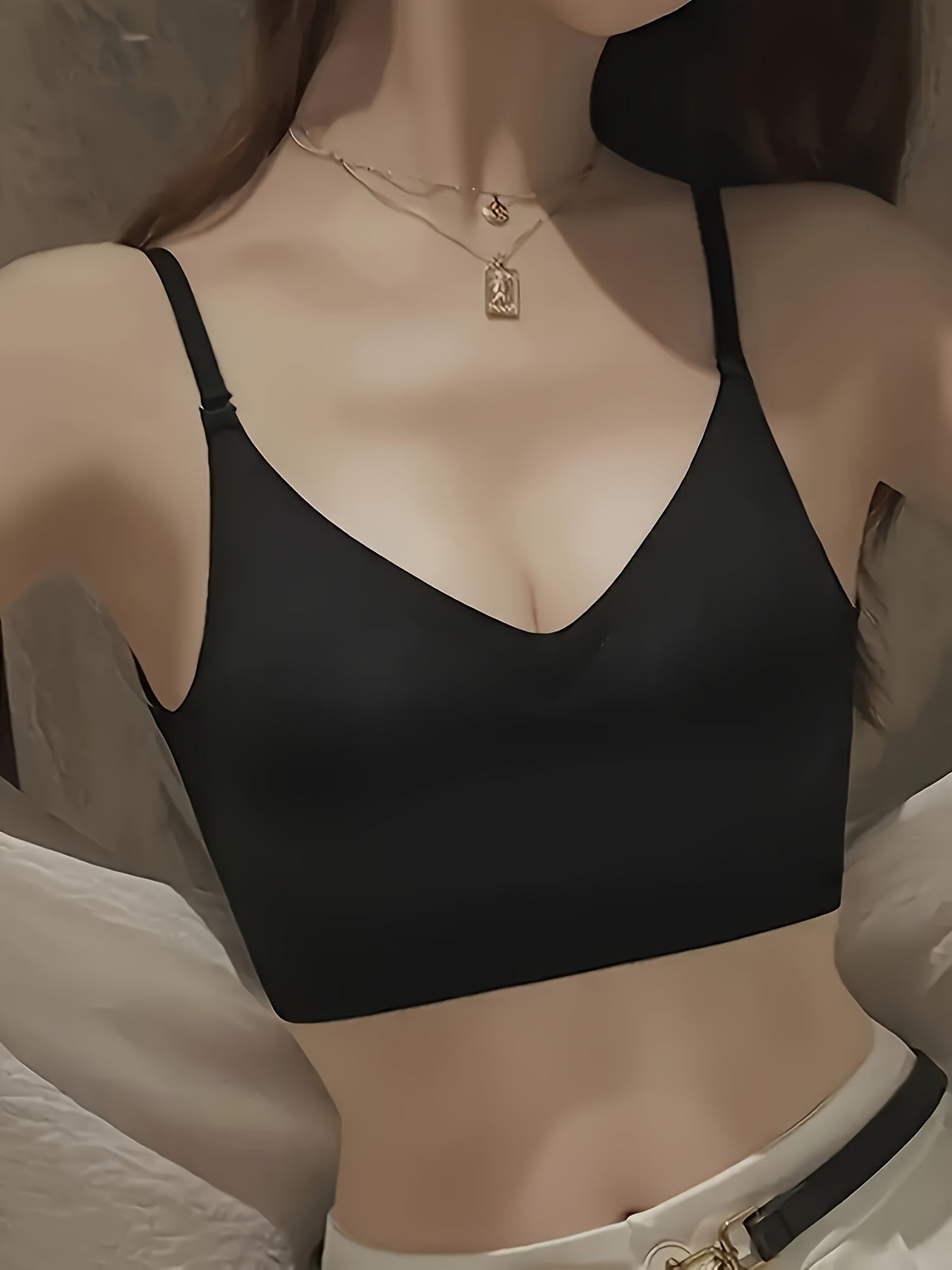 Women’s Beige Seamless Support Bra with Removable Pads and Full Coverage