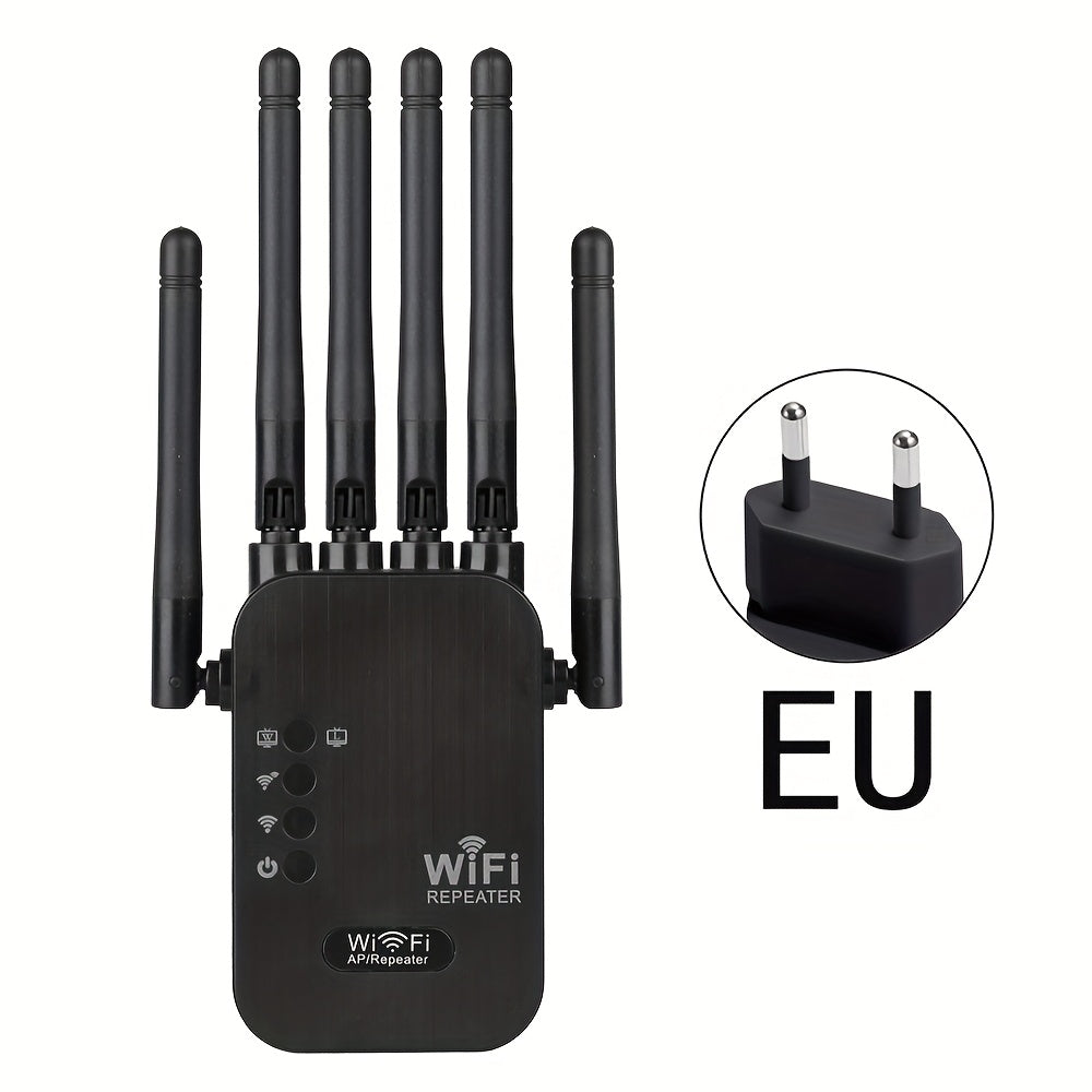 WiFi Signal Booster 1200Mbps Dual Band with 6 Antennas for Full Coverage and Ethernet Ports