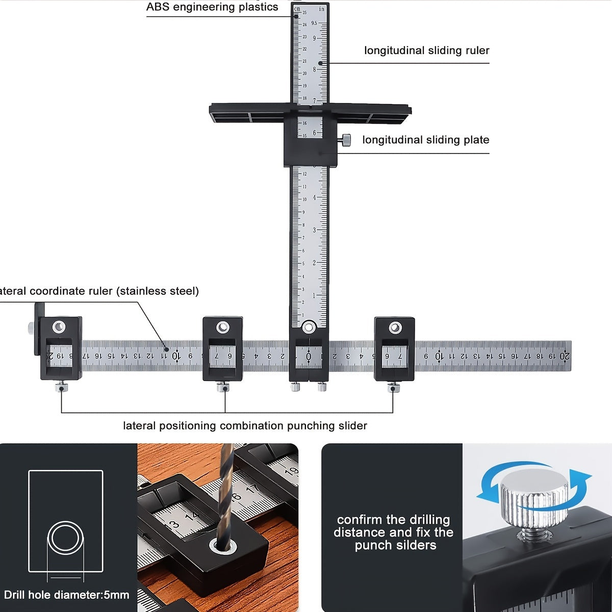 Black Cabinet Hardware Jig Tool for Installing Handles and Knobs
