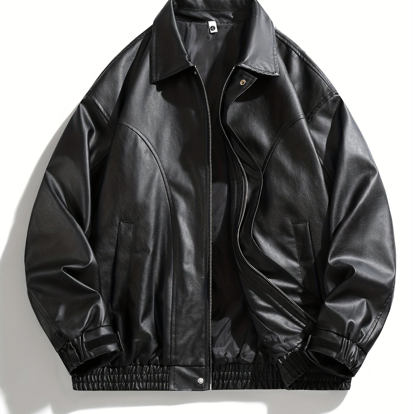 Chaqueta casual de cuero PU para hombre con cremallera, ropa de calle para primavera y otoño