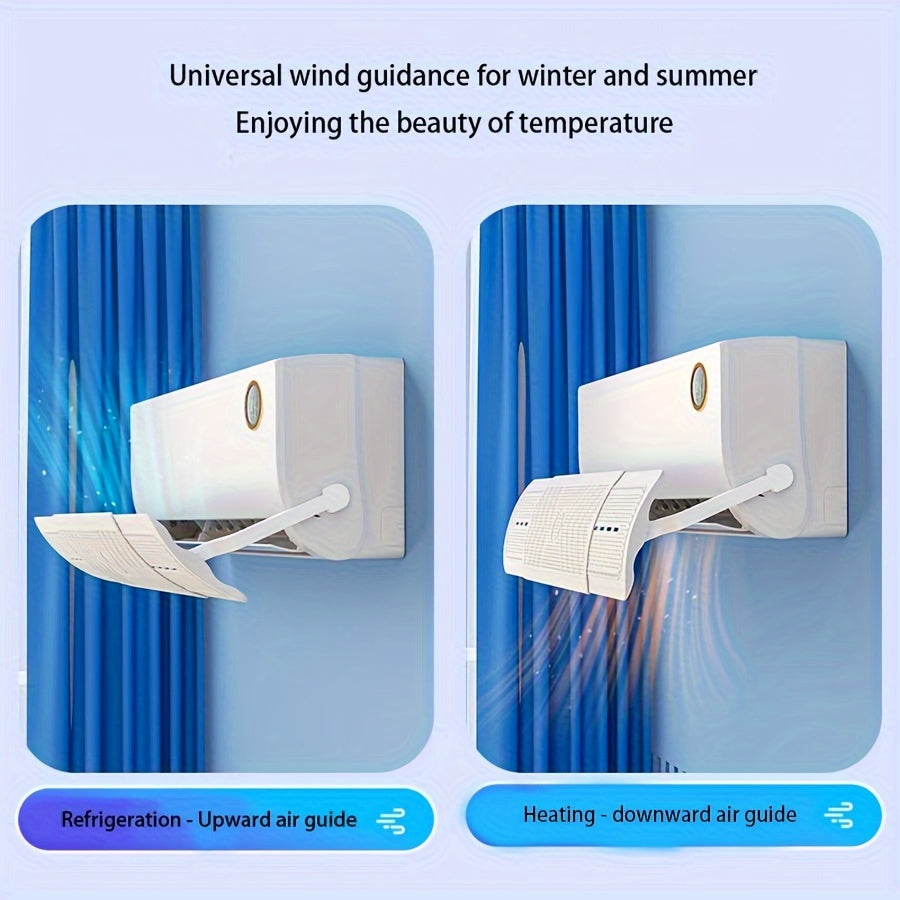 Universal Air Conditioner Wind Deflector with Retractable Side Hanging, Easy to Install