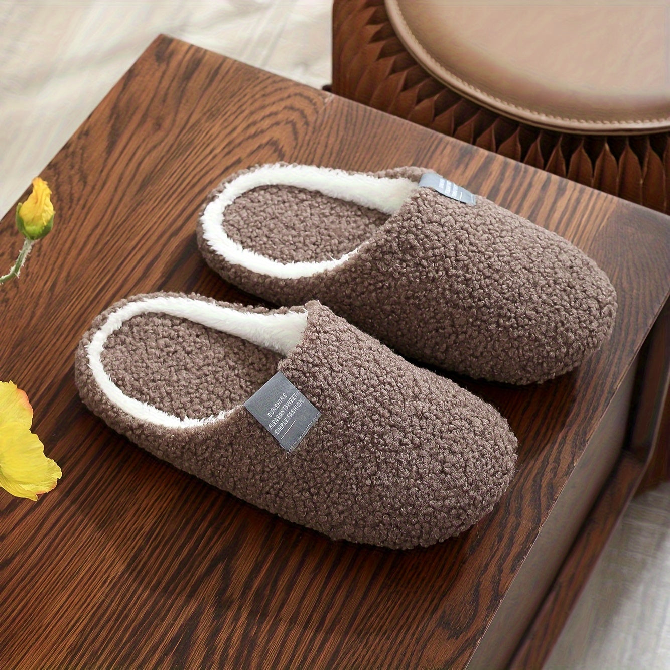 Zapatillas de interior para hombre, casuales de tela, color sólido, negro y blanco, otoño e invierno