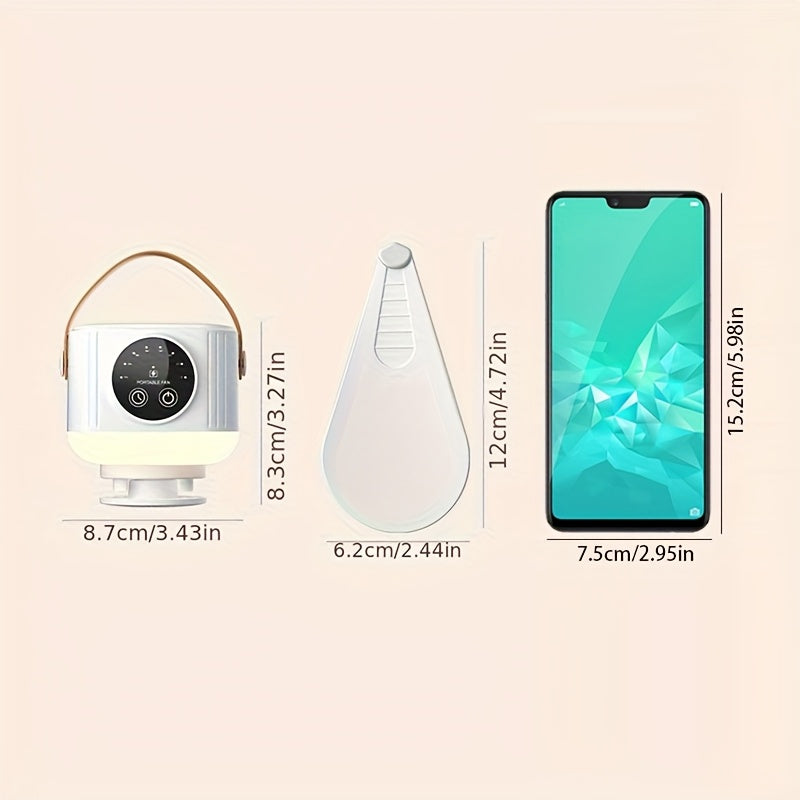 Portable Ceiling and Desk Fan with Wide-Angle Air Supply, USB, Foldable, Outdoor Tripod