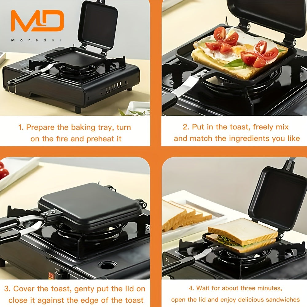 Non-Stick Sandwich Maker Double-Sided Pan for Grilled Cheese Omelettes Portable
