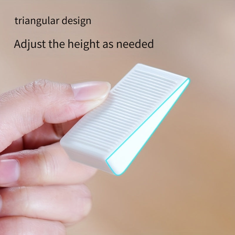 4 ta PVC mebel balandligini sozlash shimlari to'plami - notekis pollar uchun sozlanadigan qiyshiq bloklar, shkaflarda balandlikni sozlash uchun uchburchakli bloklar