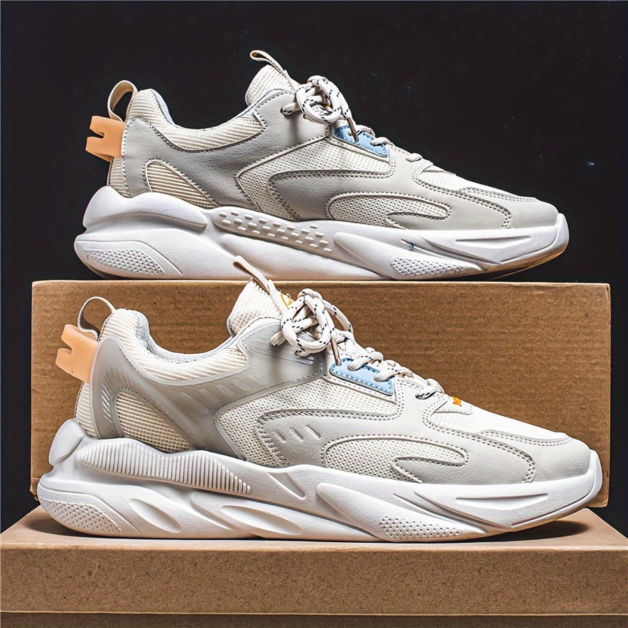 Men's Low Top Running Shoes with Shock Absorption and Color Matching Laces