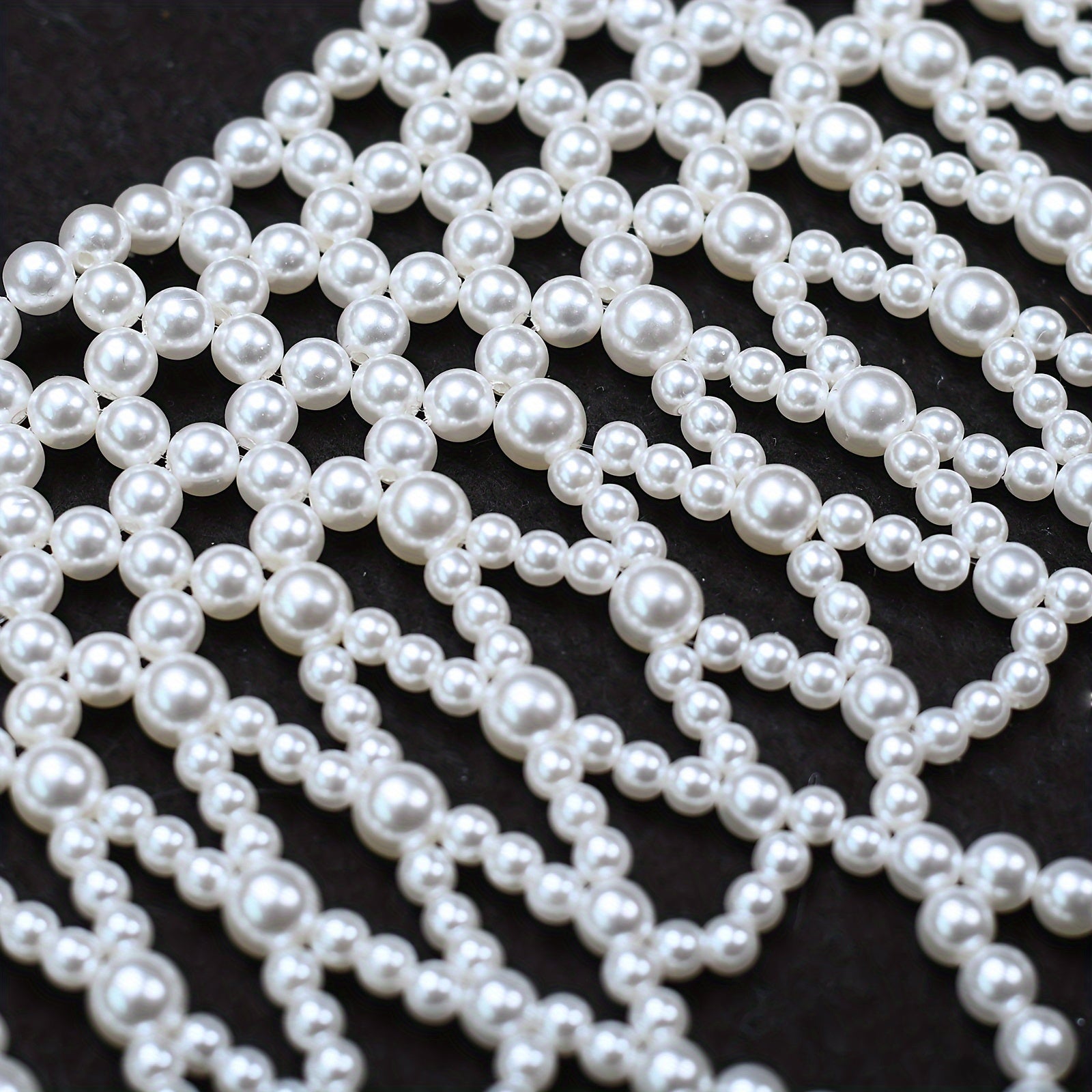 Women's Handmade Imitation Pearl Necklace with Beaded Details and Extension Chain for Wedding and Formal Wear