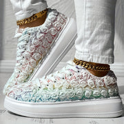 Zapatillas florales 3D para mujer con cordones, plataforma, zapatos casuales para boda