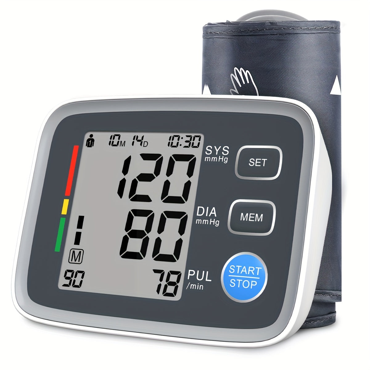 Digital Blood Pressure Monitor with Upper Arm Cuff 22.1-43.18cm for Home Use