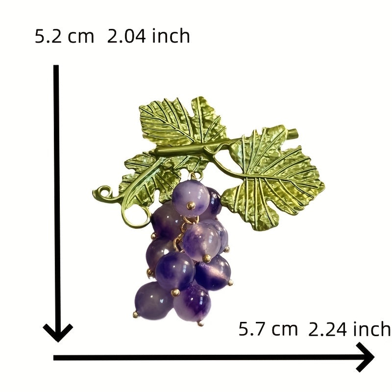 Grape Cluster Rhinestone Brooch Pin Fruit-Inspired Jewelry for Women