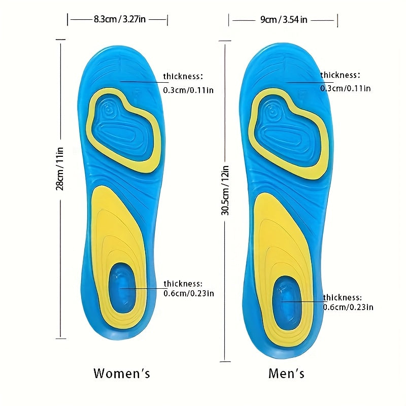 Unisex Silicone Shock Absorbing Gel Insoles 2 Pairs Cushioned Comfort