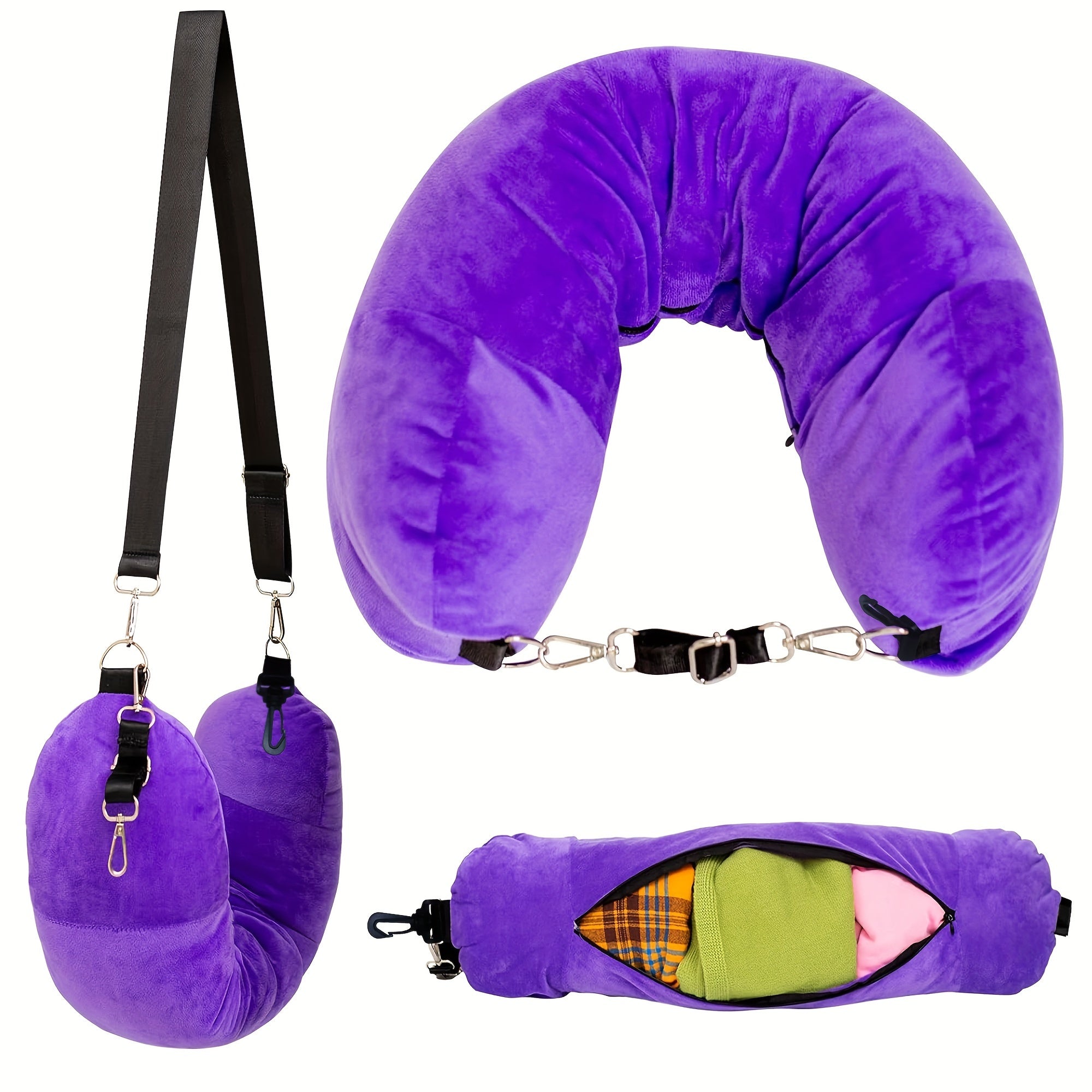 Stretch Velvet Travel Neck Pillow for Comfort and Support in Travel and Home