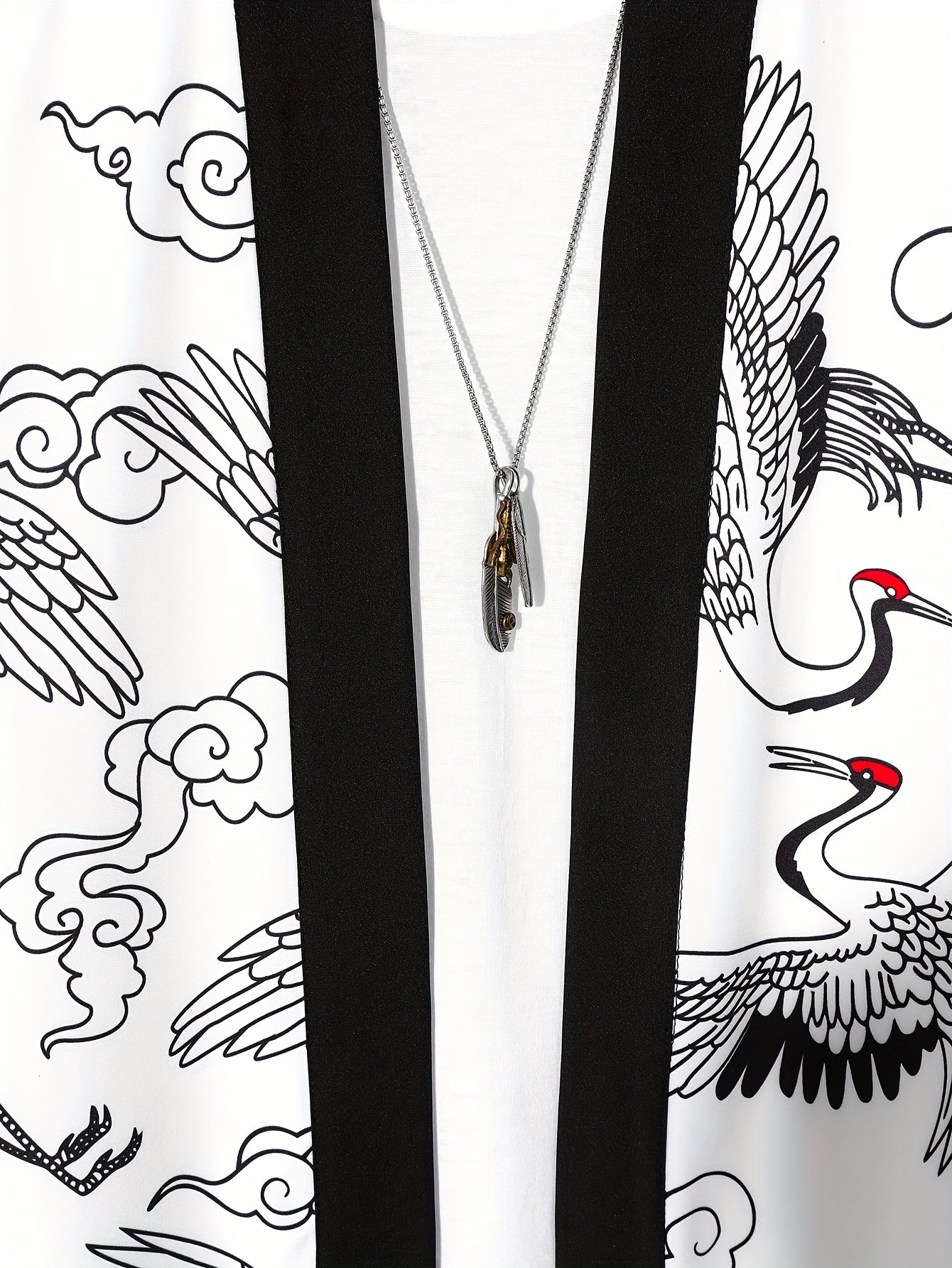 Men's Summer Kimono Shirt with Paisley and Japanese Letter Print Casual Woven Polyester