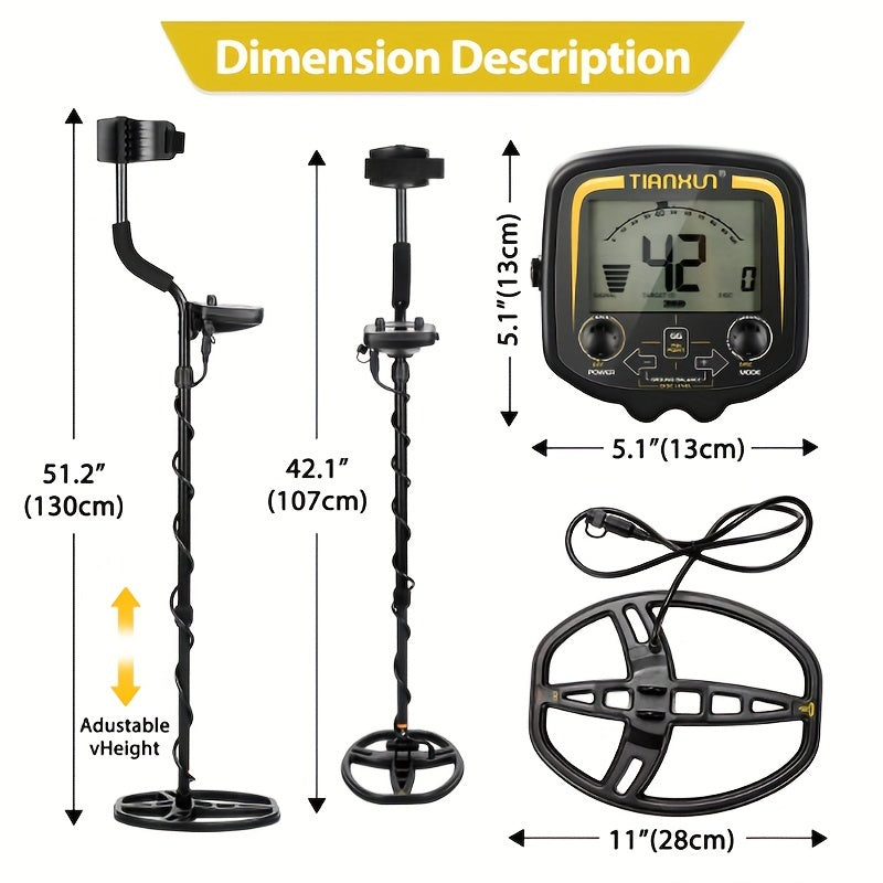 Underground Metal Detector Treasure Finder with LCD Display and Adjustable Length