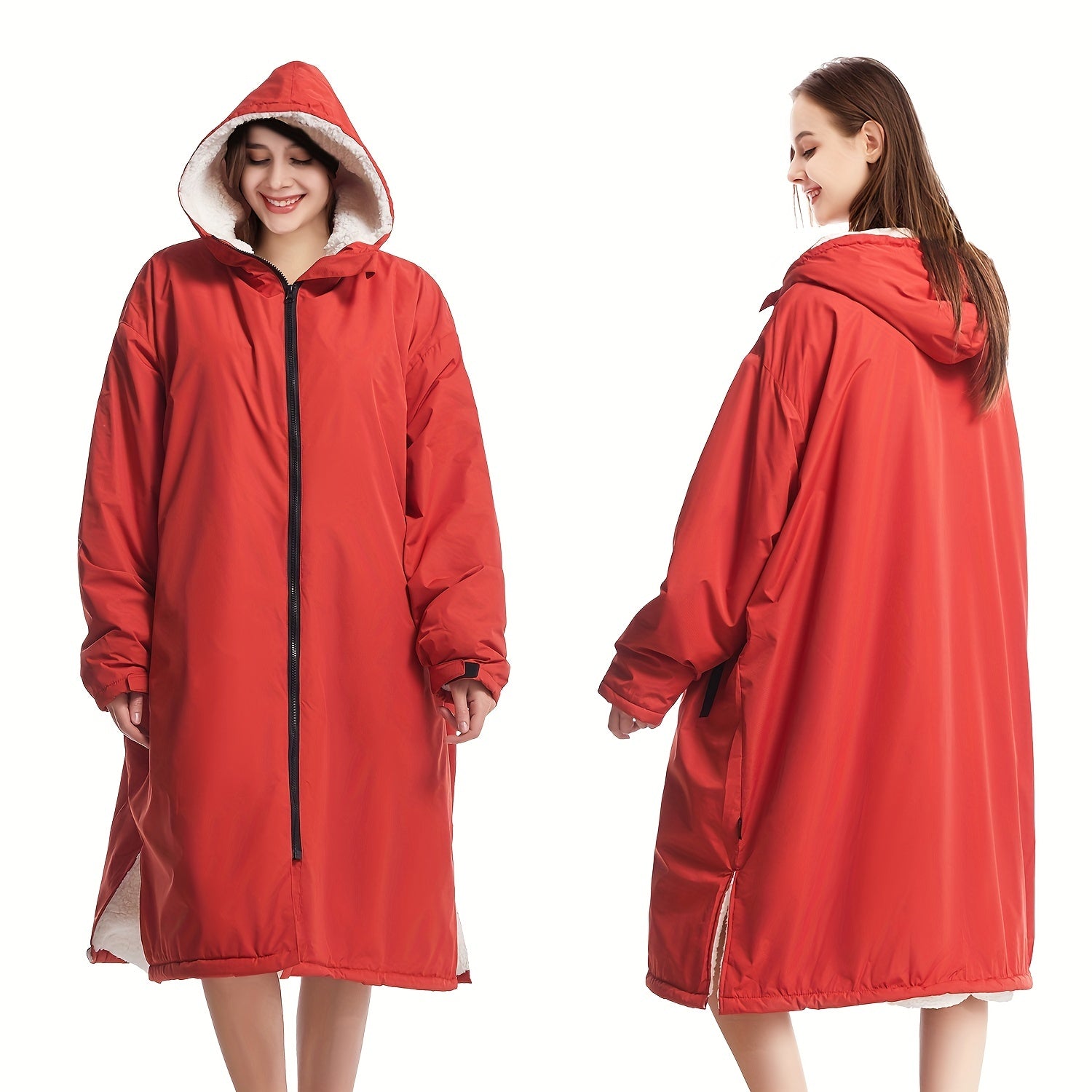 Unisex Waterproof Windproof Fleece-Lined Changing Robe for Surfing Camping Hiking