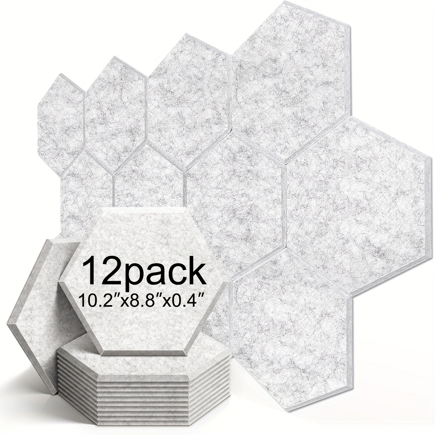 12-Pack Self-Adhesive Hexagonal Acoustic Panels 10.2 x 8.8 Inches for Home Office Studio