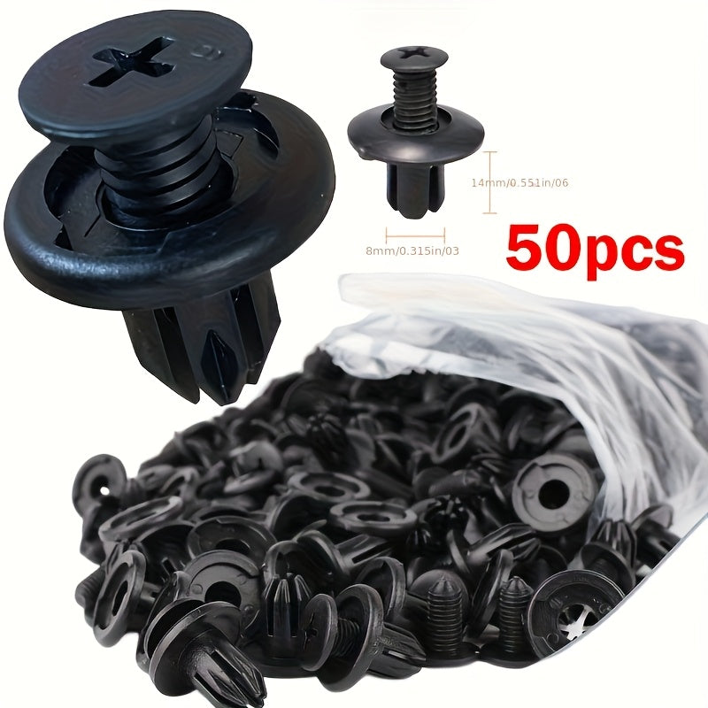 50 Pack Plastic Rivet Fasteners 8mm Push Clips for Car Door Trim