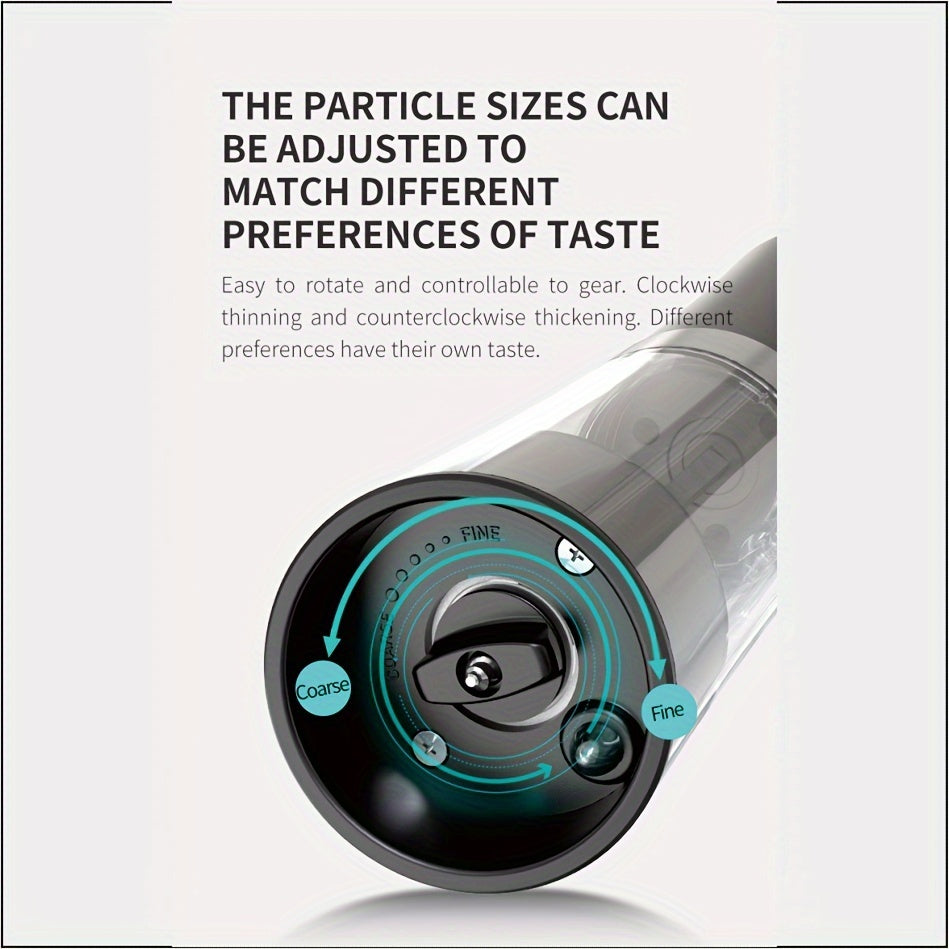 HUAMIDARY Elektr salt va murch maydalagich to'plami - sozlanadigan qattiqlik, USB bilan qayta zaryadlanadigan zanglamaydigan po'latdan yasalgan tegirmon