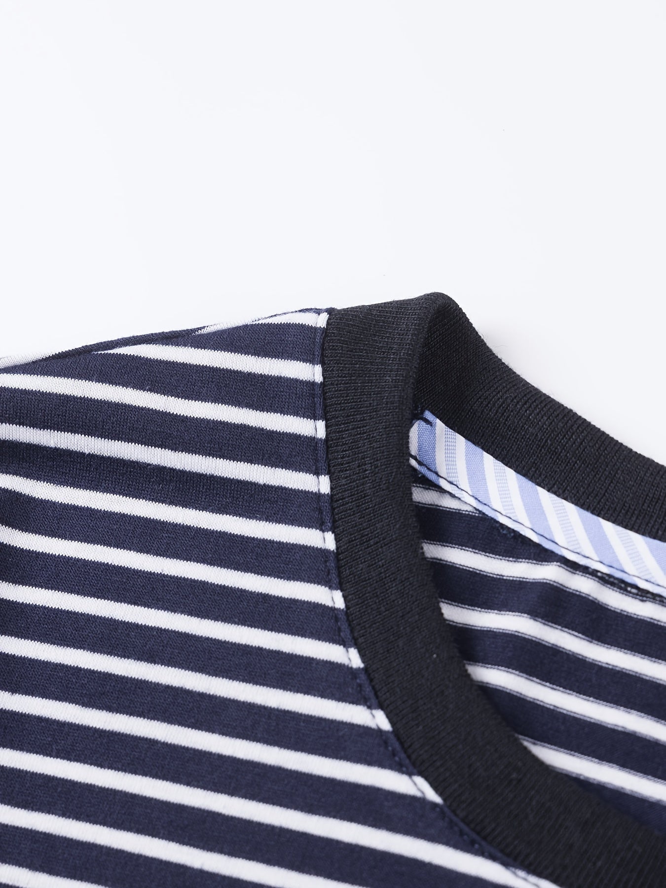 Camiseta de manga corta de cuello redondo a rayas casual para hombre, poliéster y spandex, ropa de verano