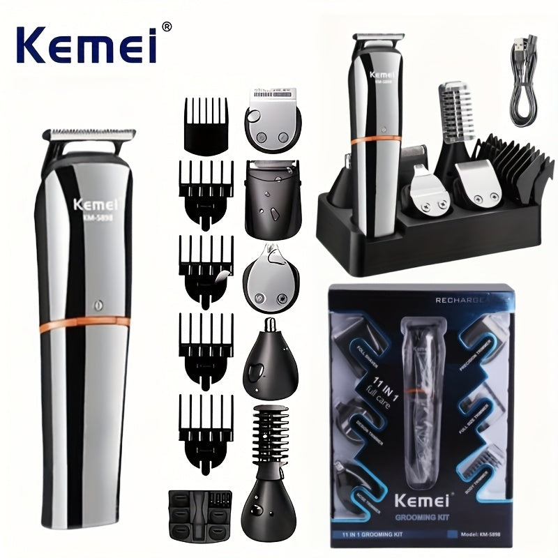 Set de cortapelos eléctrico con pantalla LCD, carga USB, cuerpo de ABS, cuchilla desmontable, batería de litio, de calidad de salón, para el cuidado masculino